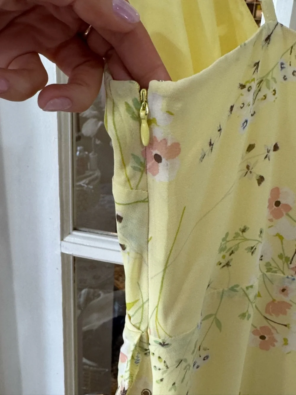 LOFT Yellow Floral Wrap-Style Midi Dress - Picture 5 of 6